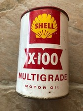 LATA METÁLICA REDONDA ACEITE MOTOR MULTIGRADO SHELL X-100 VINTAGE (0,94 litros)