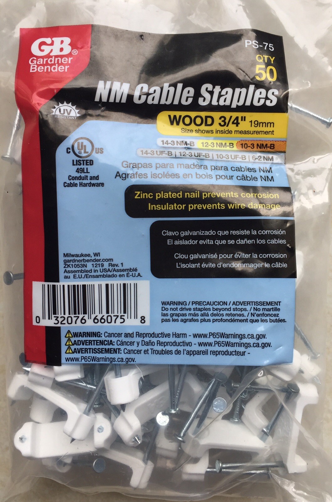 NM Cables Staples Wood 3/4” 50 Count PS75 32076660758 eBay