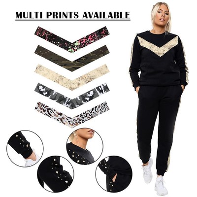 Women s Long Sleeve 2 PC Lounge Wear Set Round Neck Comfy Casual Tracksuit