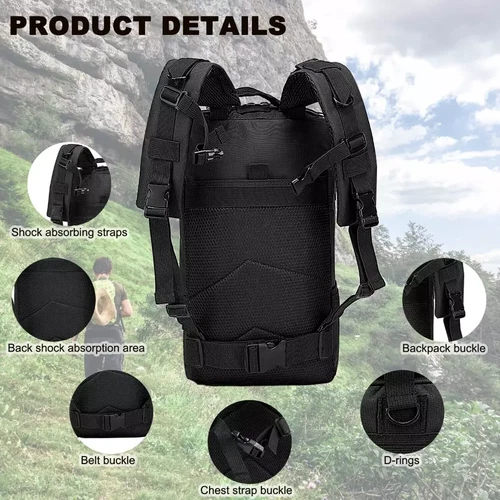 30L Outdoor Military Molle Tactical Hiking Camping Waterproof Rucksack Backpack - Picture 9 of 11