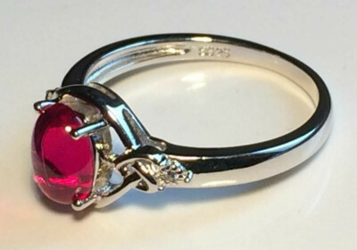 Blue Spinel & Red Ruby Solid Silver Rings 14k or Rhodium Plated  Sizes 6 - 11 US