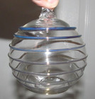Artisan Hand Blown Swirl Iridescent Witches Ball Christmas Glass Ornament Bands — photo 1