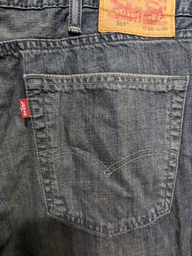 Levis 514 Mens Slim Straight Blue Stretch Faded Denim Jeans Size 38 x 30 - Picture 6 of 7