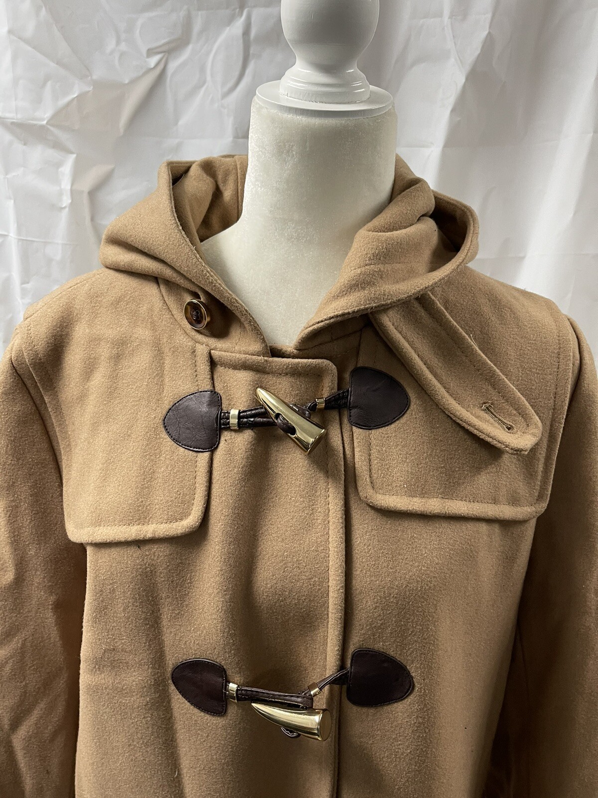 Michael Kors Women's Camel Toggle Wool Hooded Coat Size XL eBay
