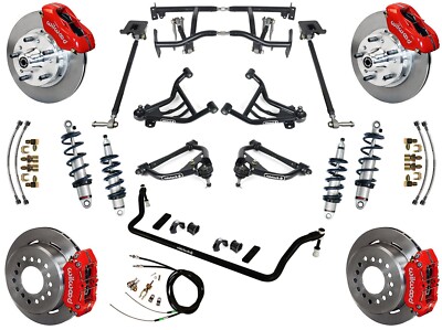 RIDETECH COILOVER & 4-LINK SYSTEM,WILWOOD DISC BRAKES,11'',RED,70-81 F-BODY