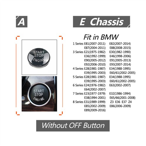 Black Engine Start Stop Button Trim For BMW E Chassis E60 E70 E83 E84 E89 E90E92 - Picture 2 of 10
