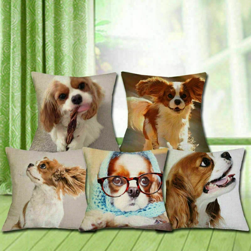18''Cavalier King Charles Spaniel Cushion Cover Pillowcase Sofa /Car/Home Decor - Image 2 of 4
