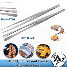2Pcs 12" Precision Tweezers Kitchen Tongs Cooking, Sea Food, BBQ, Long Pinzas
