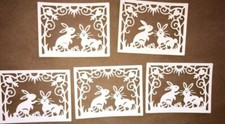   5 EASTER BUNNY DUO   cardstock paper die cut embellishment