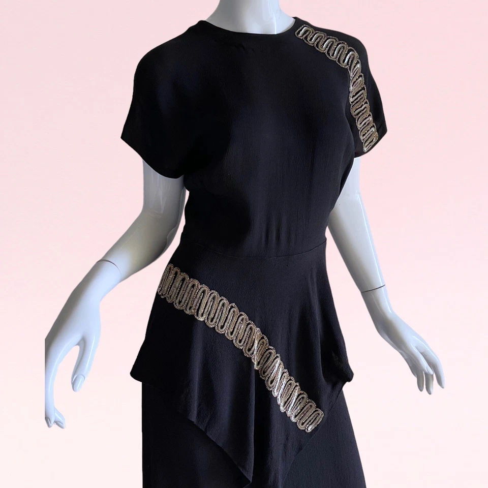 Vestido de Cóctel Fiesta Peplum Lentejuelas Exclusivo Patty Ann Años 40 De Colección Foto 2 de 4