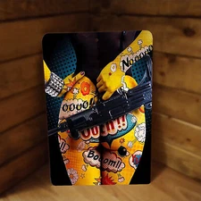 Comic Pop Art Uzi Girl 12"x8"  Metal Poster Sign