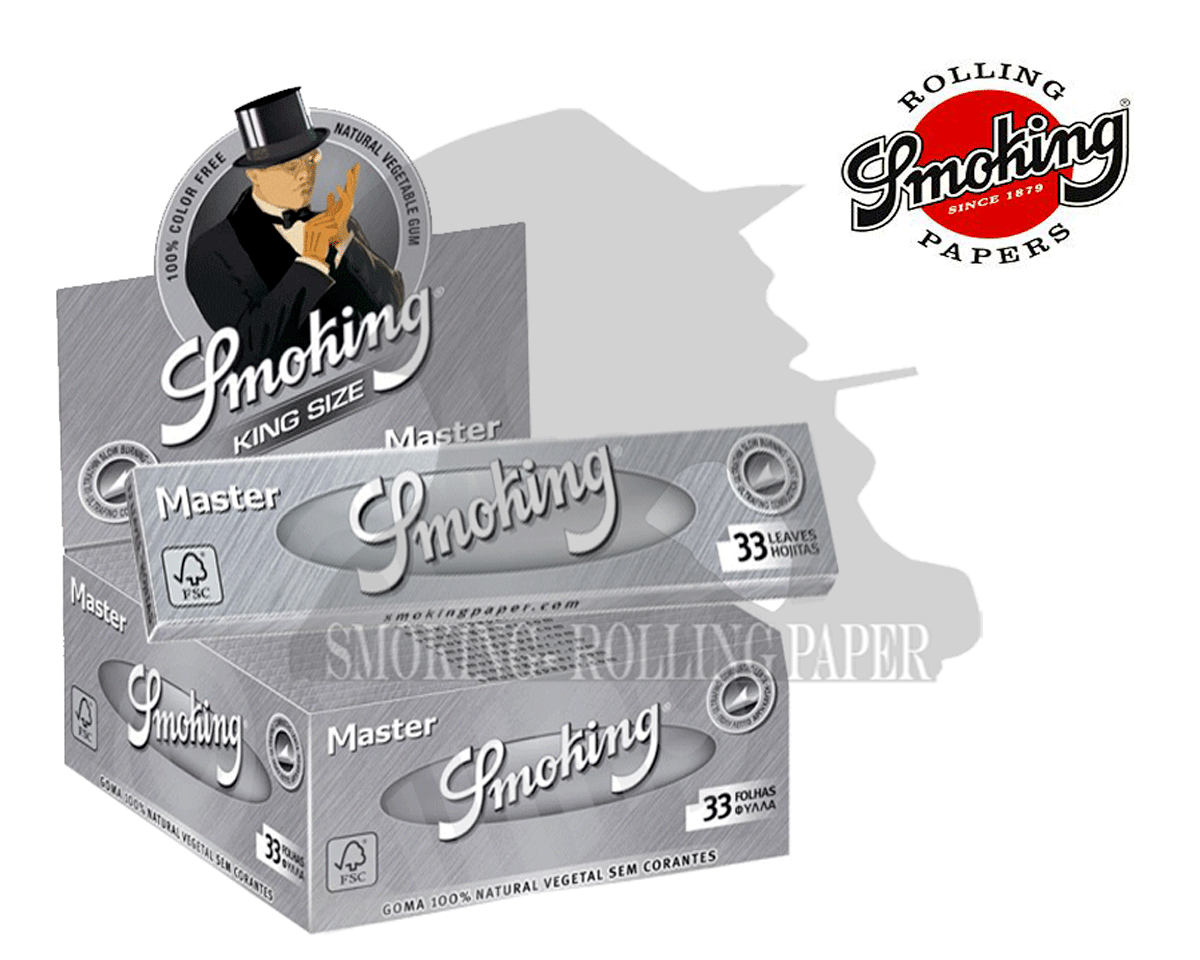 Cartine Lunghe E Sottili Cartine Smoking Master King Size Slim Argento - Confezione Da 25 Libretti, Lunghe, Per Tabacco Cantinetta Portabottiglie