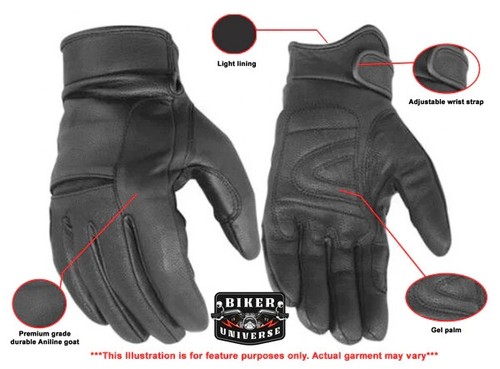 Men's Premium Leather Street Motorcycle Glove Protective Cruiser Biker Gel Glove - Picture 7 of 9