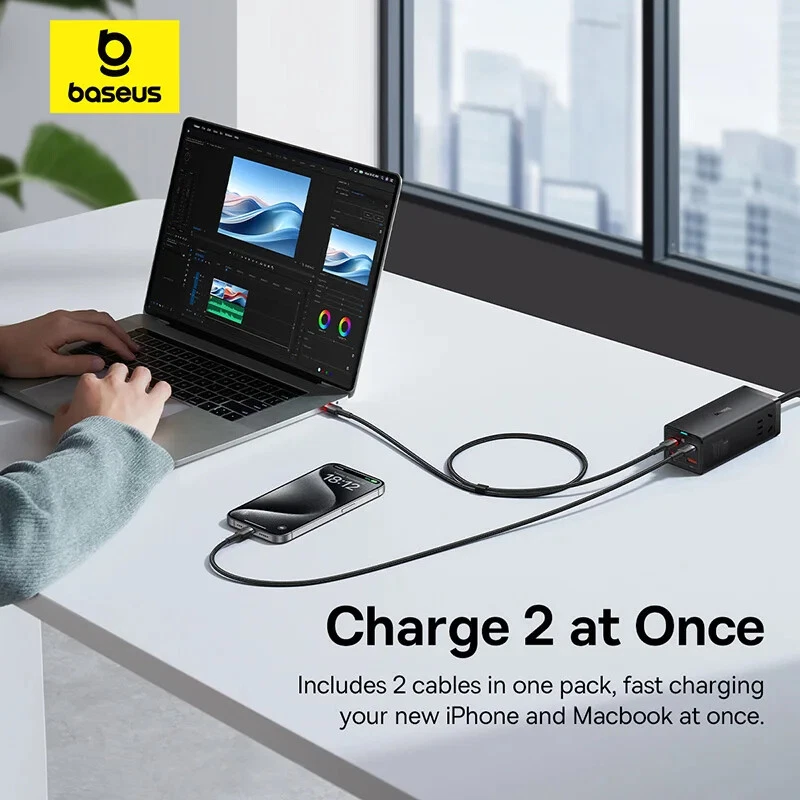 Baseus 2PCS 100W USB C To Type C Fast Charge Cable For iPhone 15 Pro max Samsung - Image 3 of 4