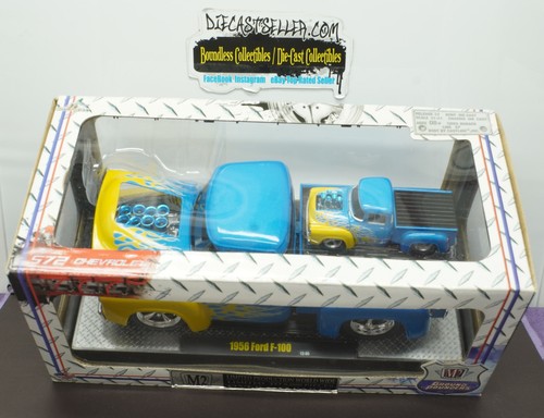 M2 MACHINES GROUND POUNDERS 1956 FORD F-100 PICKUP R38 BLUE LIMITED PRODUCTION - Picture 2 of 2