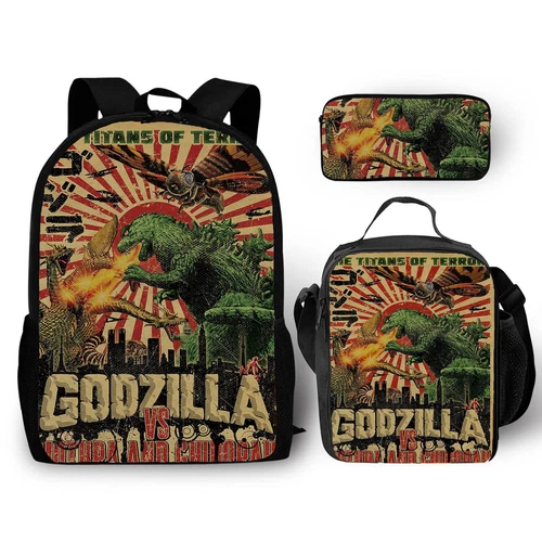 Mochila 3D Godzilla vs Kong Bolsa de libros escolares Mochila Bolsa de almuerzo Estuche para lápices Regalo - Imagen 9 de 50