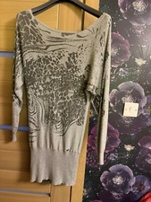 Lipsy Grey Knitted Stretchy Body Con Dress Size 10 Would Suit 12