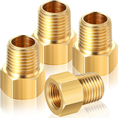 1/4" Male Npt to Female Inverted Flare Brass Adapter, 4 Pcs