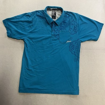 Billabong 90 s Skater Polo Shirt Men s Size Large Blue Y2K Affliction Style