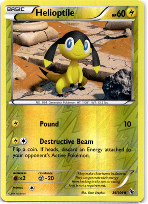 Pokemon TCG Helioptile 36/106 Flashfire Reverse Holo Rare Near Mint