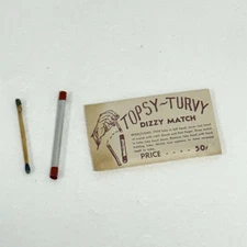 Vintage Topsy-Turvy Dizzy Match Magic Trick Paper Sleeve Tube Novelty 50¢