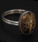 VTG Sterling Silver EGYPTIAN Tiger's Eye Scarab AMULET Beetle Ring Size 8 3g — photo 8