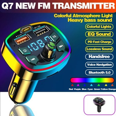 FM Transmitter Auto Kfz Radio Adapter USB-C PD + Dual USB Ladegerät Handy Tablet