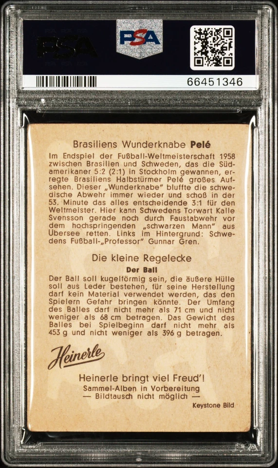 Tarjeta de novato PSA 2 Pelé 1959 Heinerle Foto 2 de 3