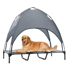 Elevated Dog Bed with Canopy, 48-inch Waterproof Pet Cot, Portable Outdoor Pe...