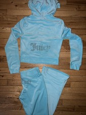 199 Juicy Couture Velour Tracksuit Set Rhinestones Logo Regal Crystal SMALL