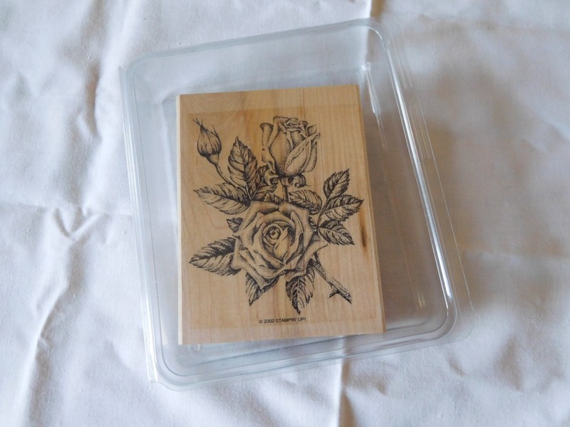 Stampin Up Stipple Rose, Vintage, wood in clam shell box