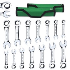 Sk 14pcs Stubby Ratcheting Combination Wrench Set Sae Metric 38-1116 10-18mm