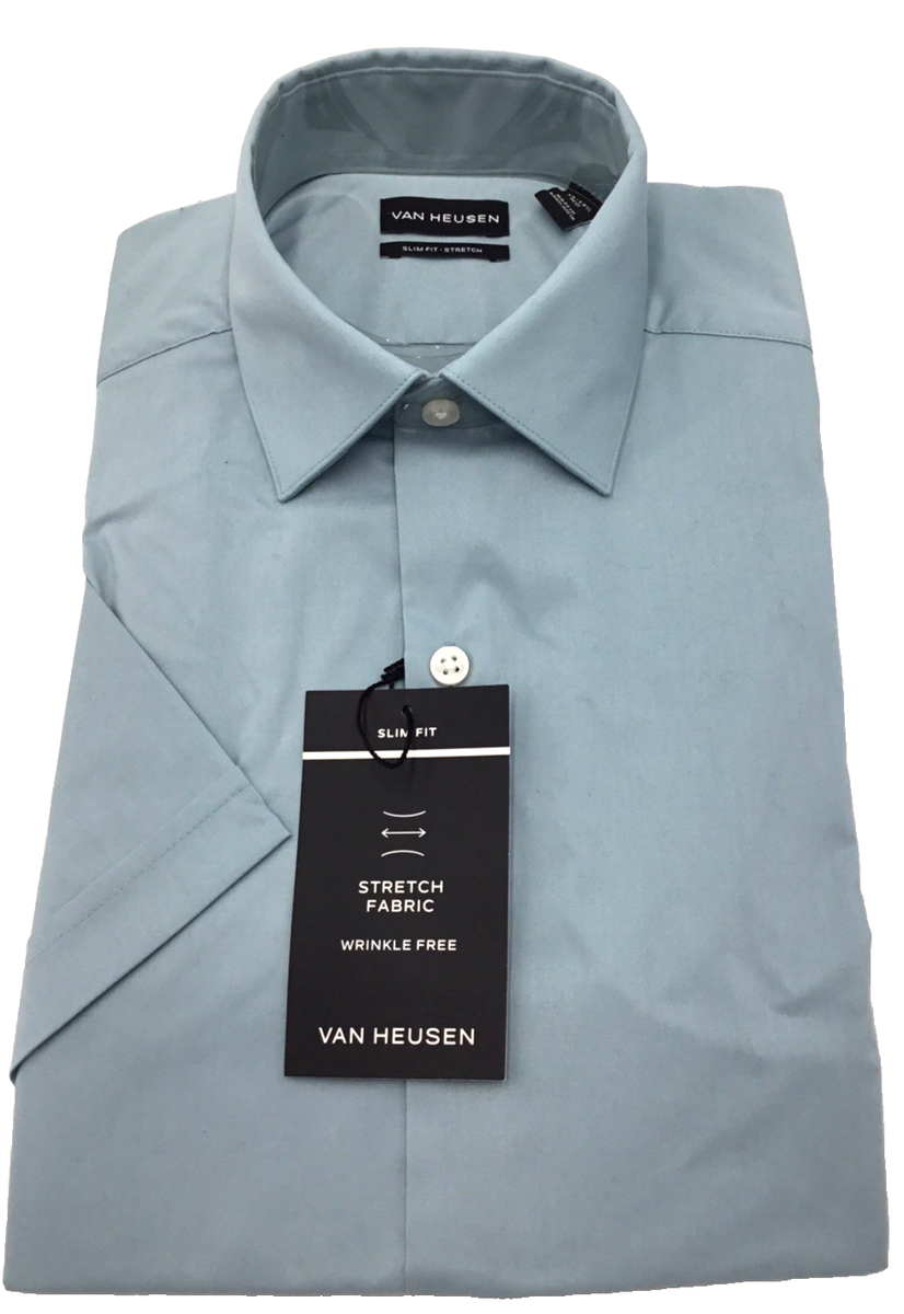 Van Heusen Slim Fit Short Sleeves Shirt, Soft Teal, 13-13.5 XS | eBay Van Heusen Slim Fit Short Sleeves Shirt, Soft Teal, 13-13.5 XS | eBay