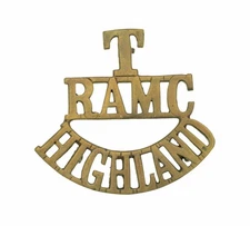 T R.A.M.C Highland Shoulder Title Brass Metal