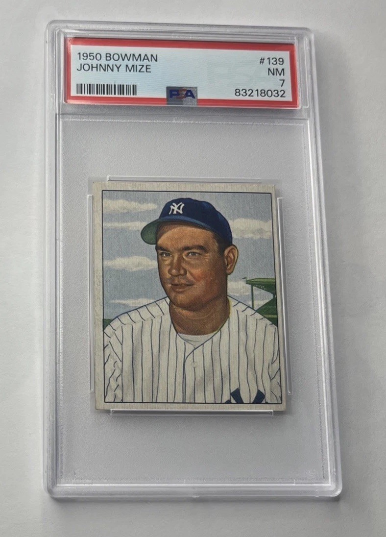 1950 Bowman # 139 Yankees  HOF Johnny Mize  PSA  7 NM