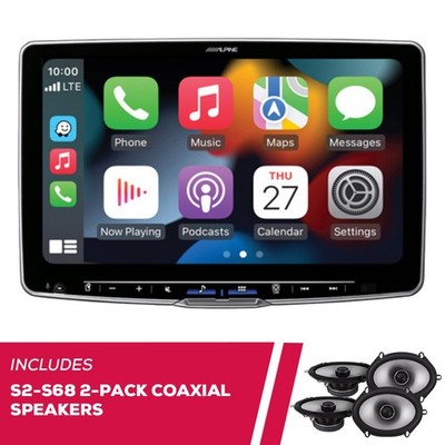 Alpine ILX-F511 11'' Multimedia Receiver with 2-Pack S2-S68 6x8'' Coaxial Speakers