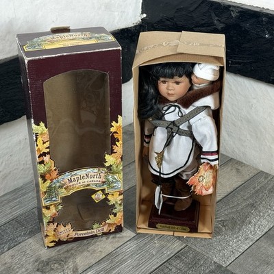Vintage Baffin Inuit & Baby Maple North Porzellan Puppen Kanada Limited Edition