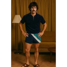 Vintage Jantzen Quick Dry Nylon Swim Shorts Trunks Mens M Navy Swimwear NWT