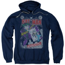 Batman 251 Distressed Mens Hoodie Navy Blue Officially Licensed