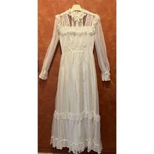 VTG Full Lace Satin Wedding Gown Dress Modest 70's Prairie Alessandro Bridal
