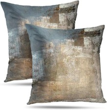 Alricc Grey Beige Abstract Art Pillow Cover Set 2 26x26 Modern Neutral Decorativ