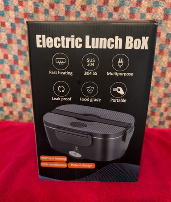 STN Electric Lunch Box, Portable Leak Proof Snap Lid, Black Stainless Steel