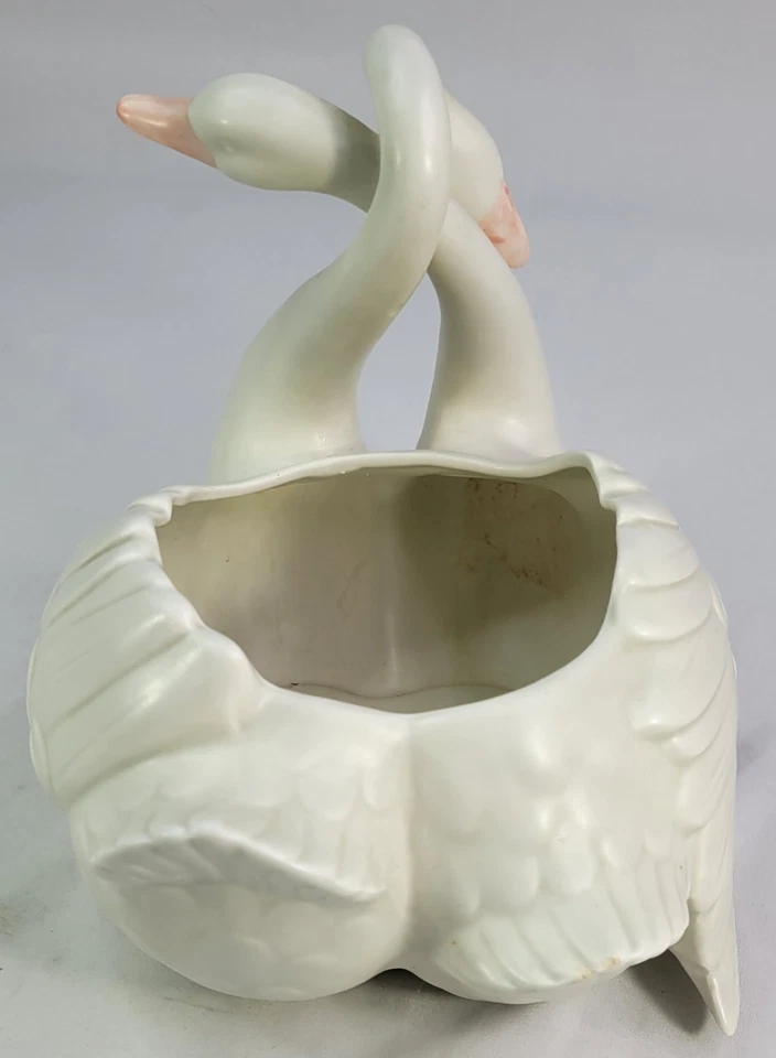 Vintage Fitz & Floyd Elegant White Double Swan - Keramik Vase / Übertopf - Bild 4 von 4