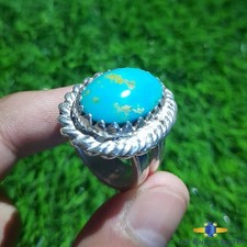 Natural Rare Persian Turquoise Feroza Sterling Silver 925 Ring For Her Size US 7