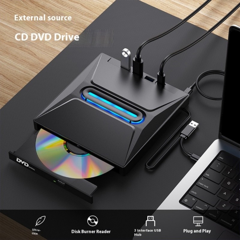 7 Port External USB3.0 External Disk Drive Player Portable Disc Burning