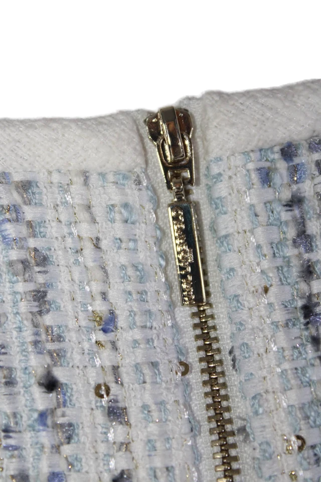 Karl Lagerfeld 女式蓝色纹理圆领无袖直筒连衣裙 S 码 — 第 4/4 张图片