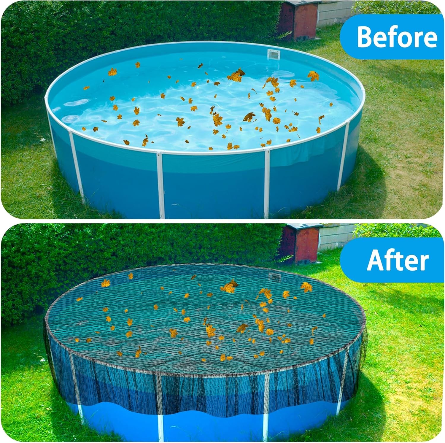 27X27 Ft round Swimming Pool Leaf Net Cover,Pool Mesh Cover with 16 Pcs Metal Cl