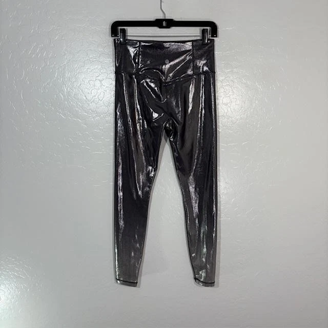 Leggings Athleta Mujer Pequeños Pequeños Gris Elación Brillo Apretados Metálicos Tiro Alto Foto 4 de 4