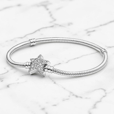 NEW Pandora Moments Asymmetric STAR CLASP Snake Chain Bracelet 6.7in - 17cm