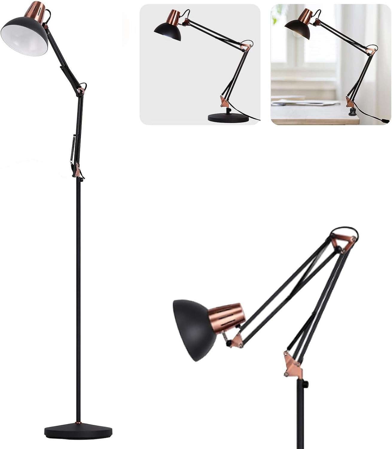 Lampada Terra LED 3 Modalità | Piantana Girevole Metallo Retrò Alta Efficienza